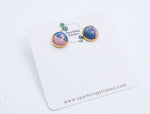 Load image into Gallery viewer, Marble Pink & Blue Sky-Inspired Stud Earrings – Unique & Colorful