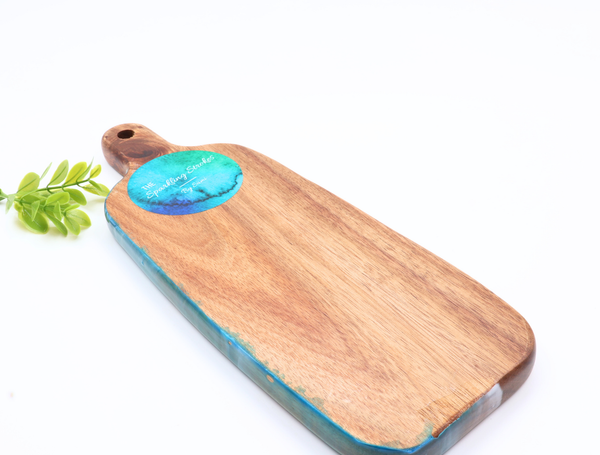 Ocean-Inspired Acacia Resin Serving Board - Elegant & Handcrafted