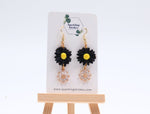 Load image into Gallery viewer, Midnight Daisy Sparkle Dangle Earrings