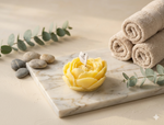 Load image into Gallery viewer, Golden Bloom Vanilla Candle β Soft Yellow Floral Sculpt Candle