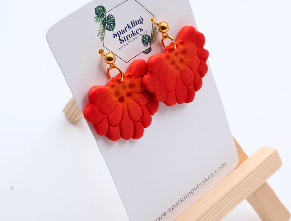 Scarlet Bloom Statement Dangle Earrings