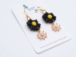 Load image into Gallery viewer, Midnight Daisy Sparkle Dangle Earrings
