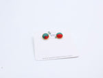 Load image into Gallery viewer, Green &amp; Red Marble Stud Earrings – Bold &amp; Artistic
