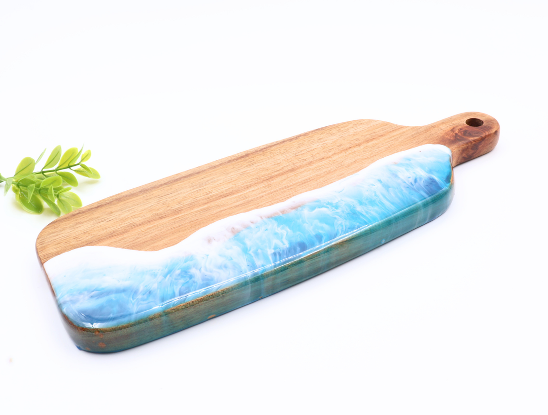 Ocean-Inspired Acacia Resin Serving Board - Elegant & Handcrafted