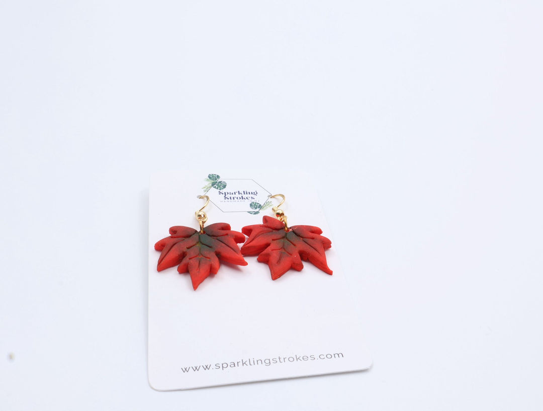 Crimson Maple Dangle Earrings