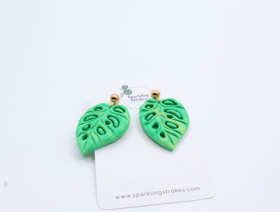 Tropical Leaf Silhouette Dangle Earrings