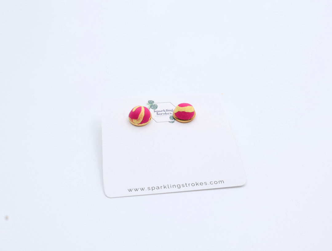 Marble Pattern Studs – Red & Yellow Statement Earrings