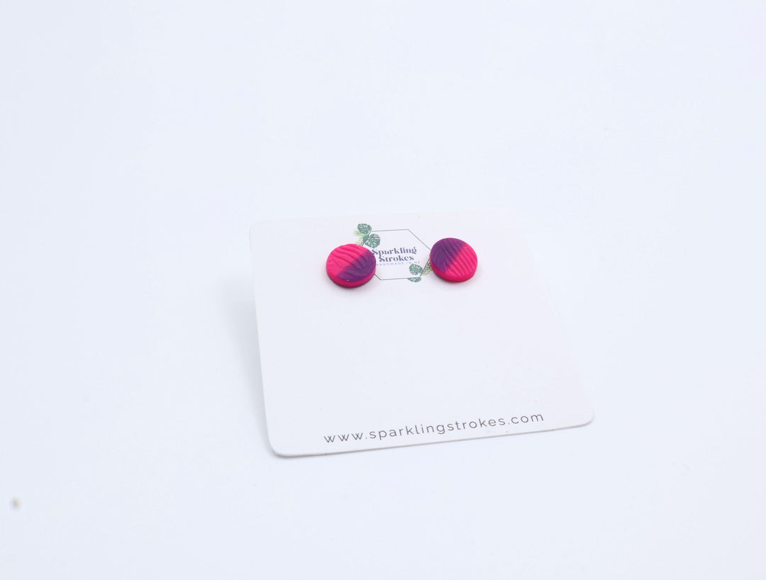 Pink & Purple Patterned Stud Earrings – Colorful & Fun
