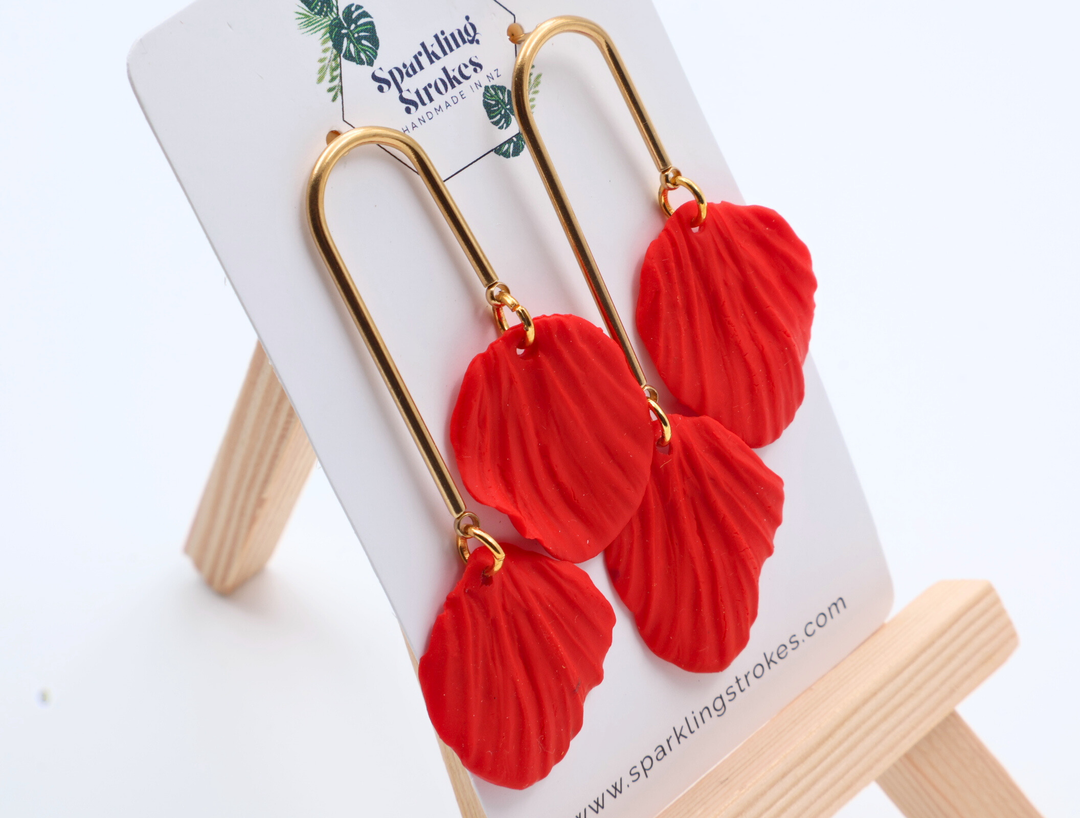 Scarlet Petal Dangle Earrings
