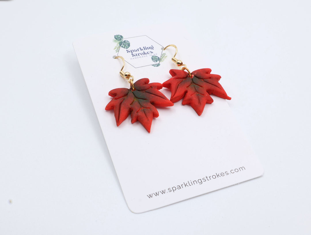 Crimson Maple Dangle Earrings