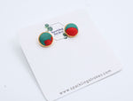 Load image into Gallery viewer, Green &amp; Red Marble Stud Earrings – Bold &amp; Artistic

