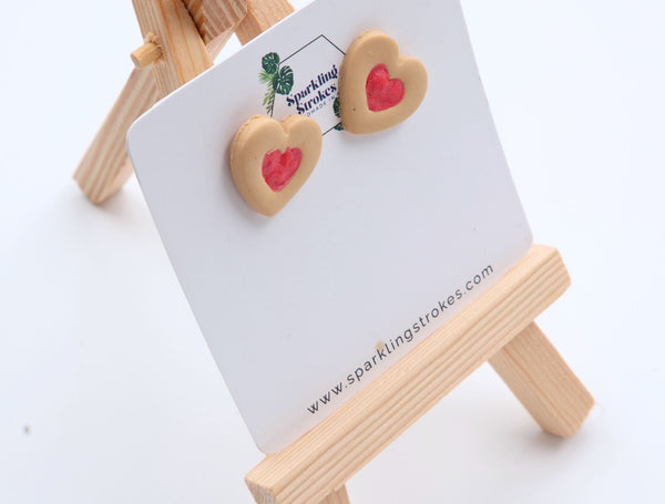 Sweet Heart Jam Biscuit Stud Earrings – Playful & Charming