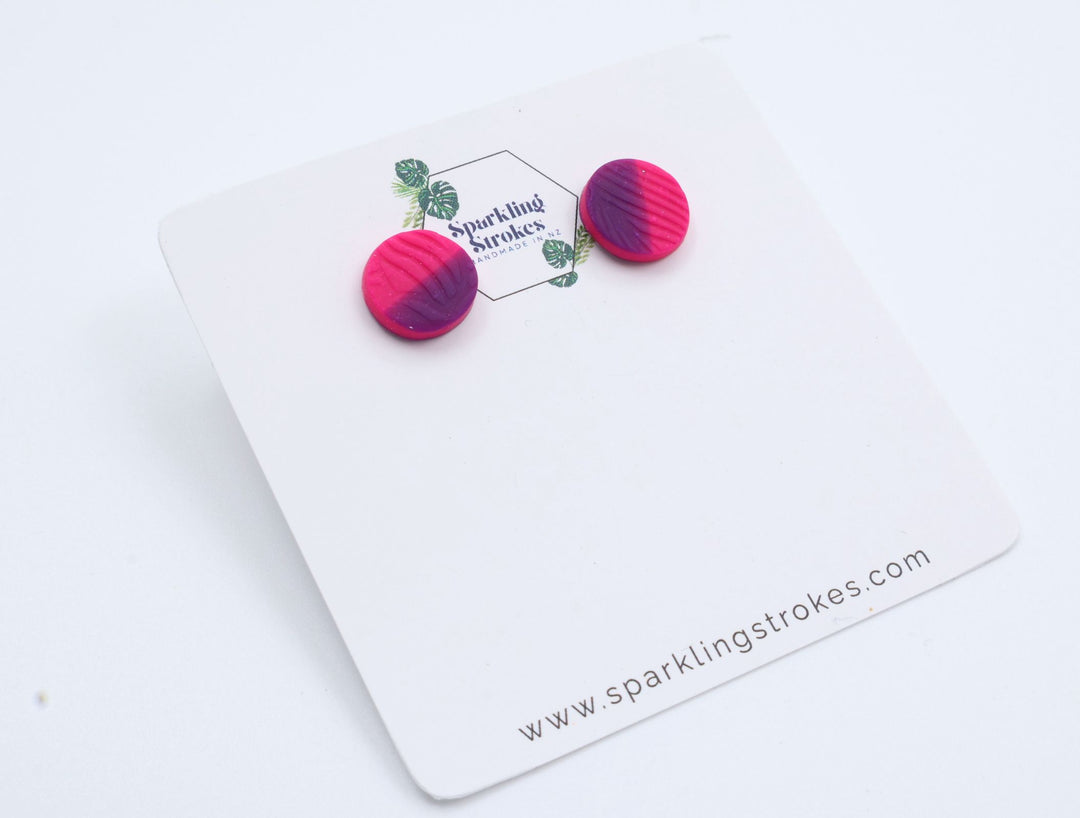 Pink & Purple Patterned Stud Earrings – Colorful & Fun