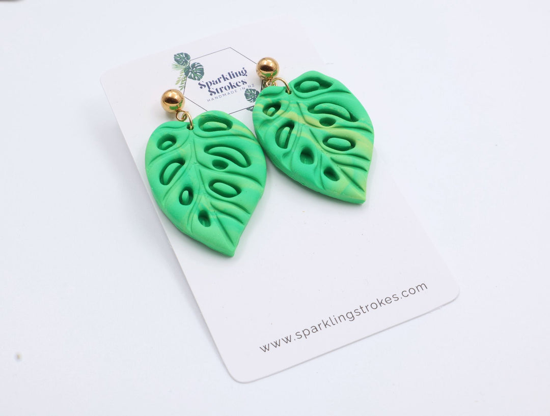 Tropical Leaf Silhouette Dangle Earrings