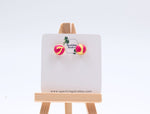 Load image into Gallery viewer, Marble Pattern Studs – Red &amp; Yellow Statement Earrings
