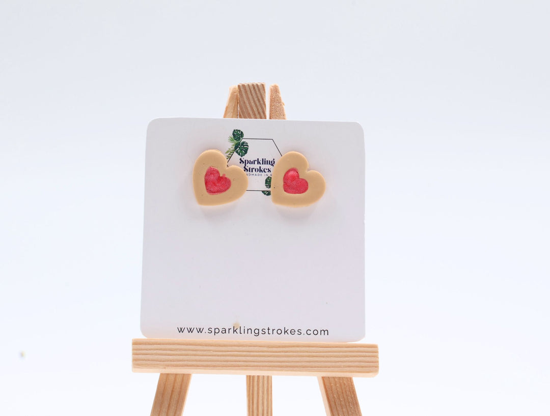 Sweet Heart Jam Biscuit Stud Earrings – Playful & Charming