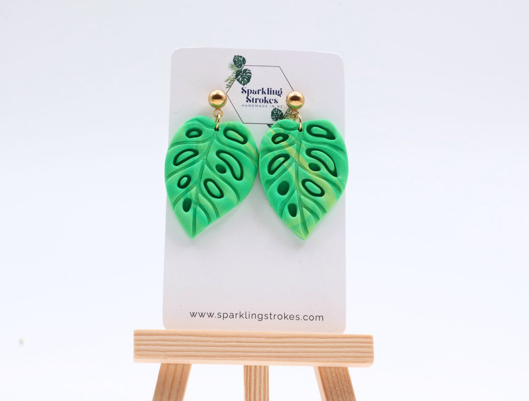 Tropical Leaf Silhouette Dangle Earrings