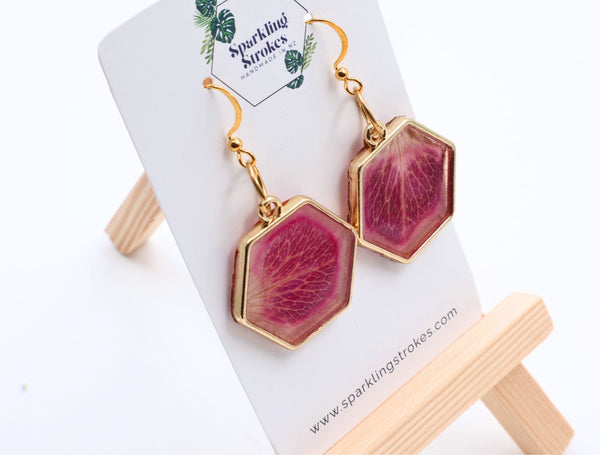 Resin Rose Petal Earrings – Elegant Dangle Design