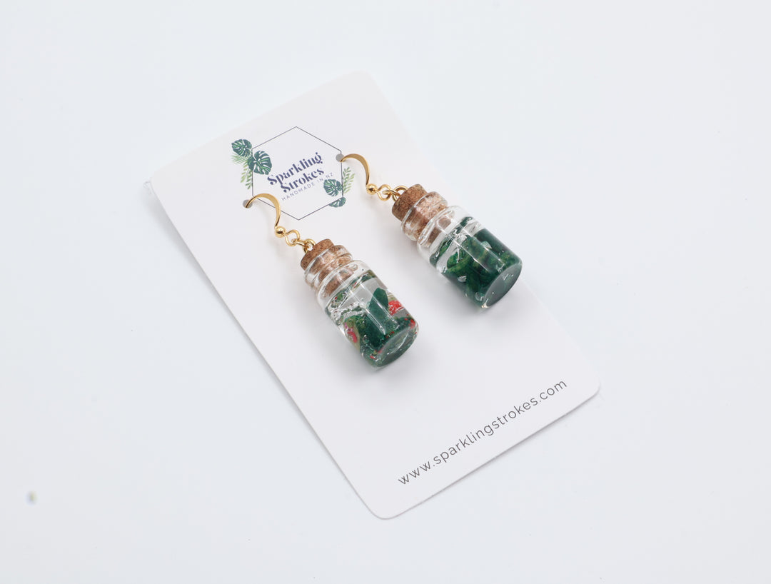 Olive Pickle Jar Dangle Earrings