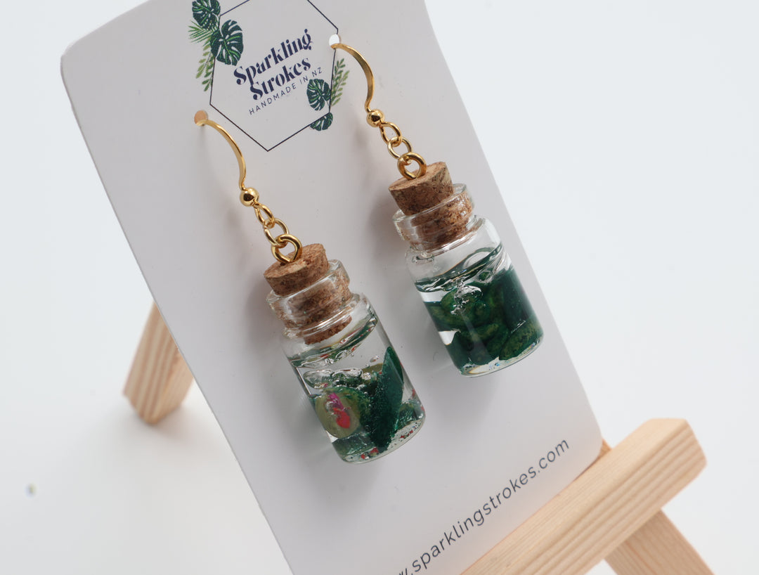 Olive Pickle Jar Dangle Earrings