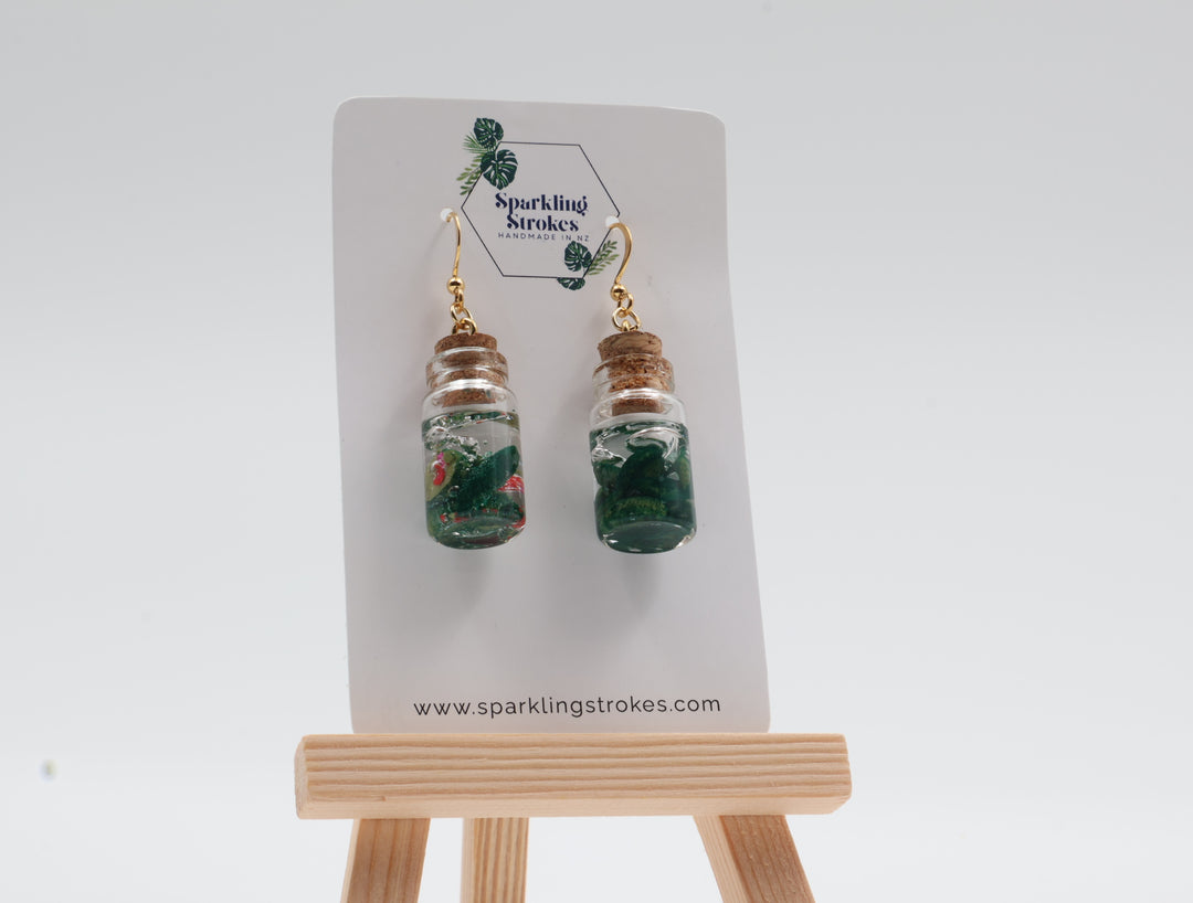 Olive Pickle Jar Dangle Earrings