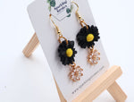 Load image into Gallery viewer, Midnight Daisy Sparkle Dangle Earrings
