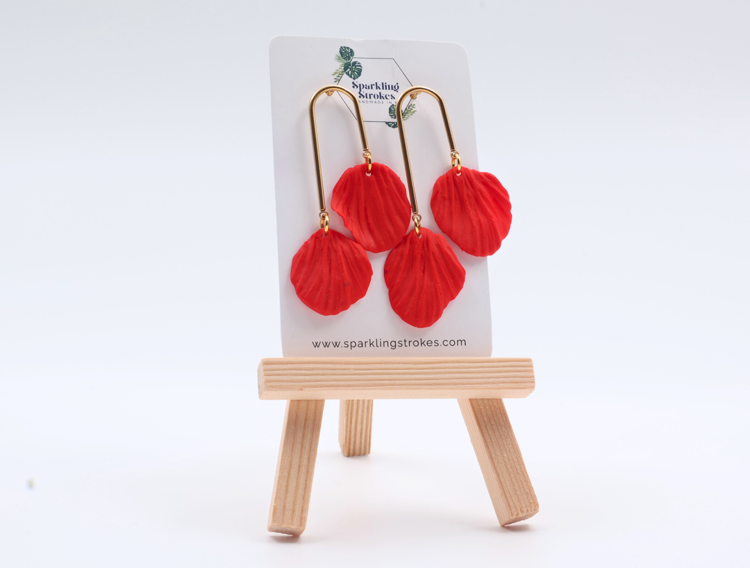 Scarlet Petal Dangle Earrings