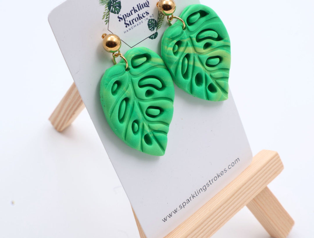 Tropical Leaf Silhouette Dangle Earrings