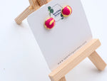 Load image into Gallery viewer, Marble Pattern Studs – Red &amp; Yellow Statement Earrings
