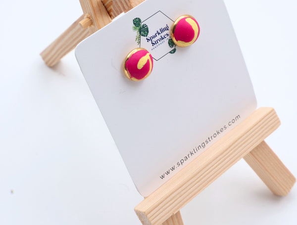 Marble Pattern Studs – Red & Yellow Statement Earrings